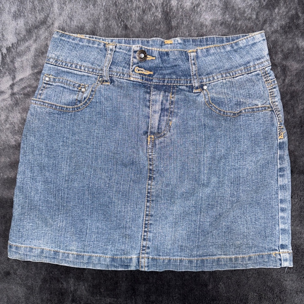 Arizona Jean Co Womens Blue Denim Mini Skirt Medium Wash Size 10 Regular Y2K
